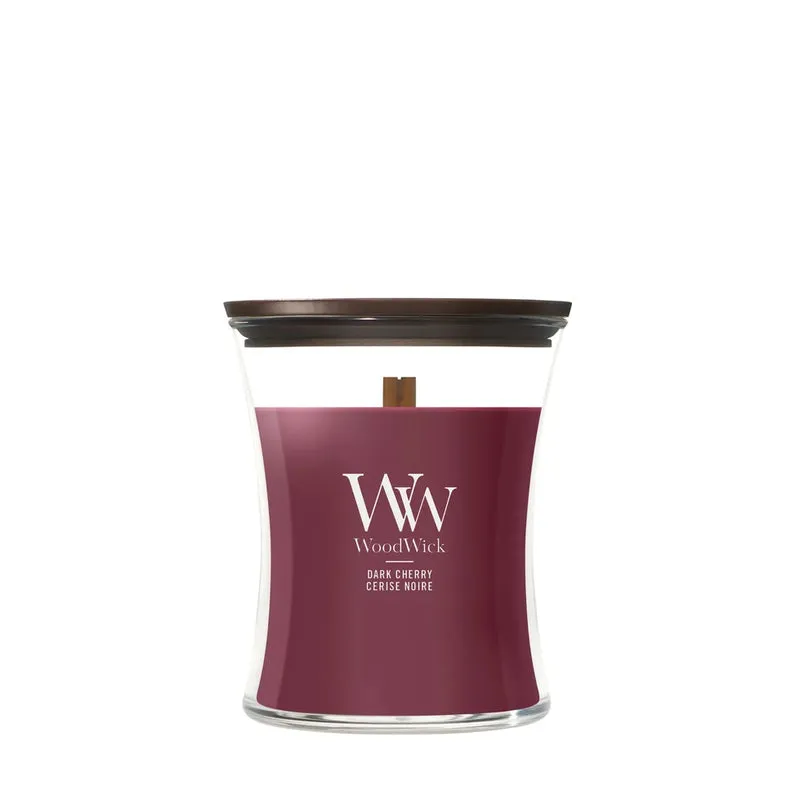 WoodWick Duftkerze Medium Dark Cherry - 11 cm / ø 10 cm - Duftkerze im Glas - Holzdocht