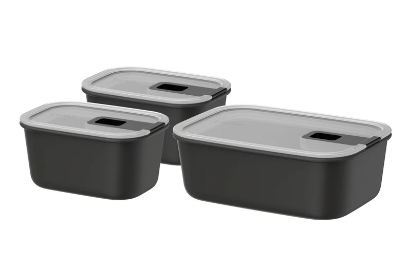 Mepal Vorratsdosen EasyClip Nordic Black 3-teilig - 2x 450 ml + 1 Liter