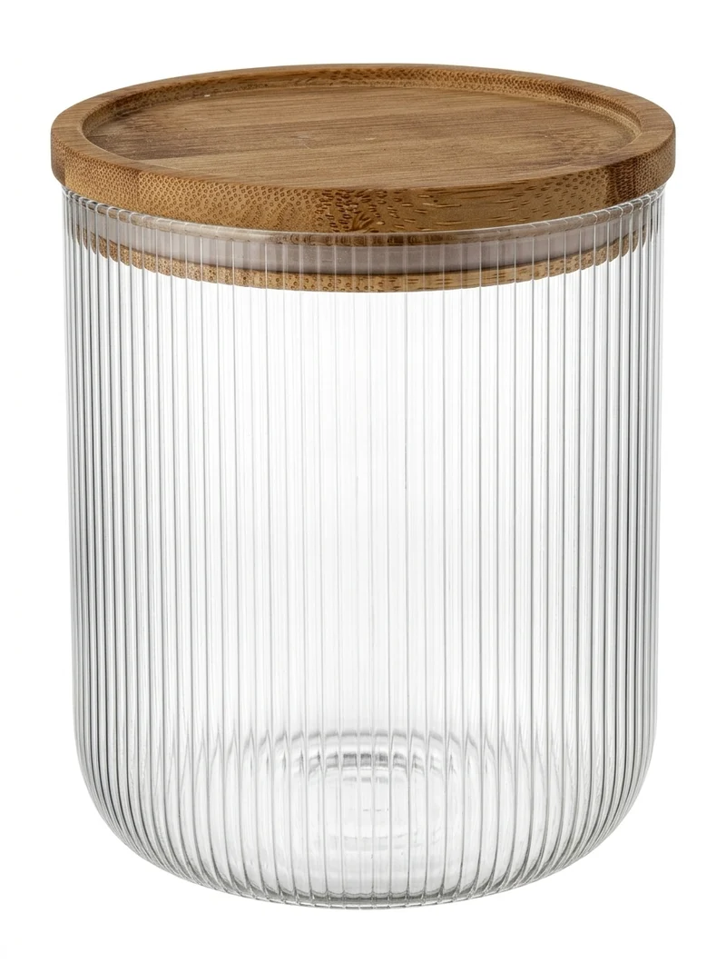 Cookinglife Vorratsbehälter Set Boro Lines - Glas Bambusdeckel - ø 11 cm - 980 ml - 3 Stück