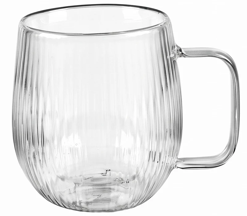 Cookinglife Doppelwandige Kaffee- / Teegläser mit Henkel Lines - 350 ml - 2 Stück