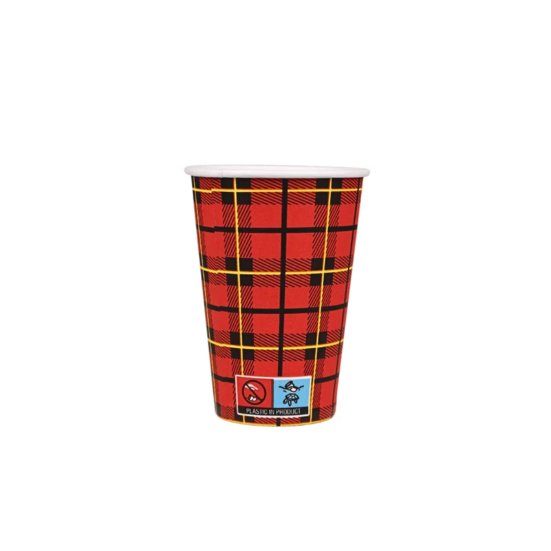 Einweg Kaffeebecher 180ml / 7oz Schwarz/Rot/Gelb