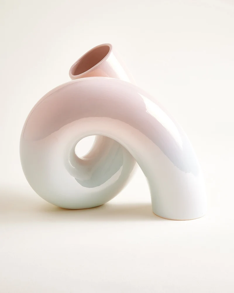 MaM x Ju Schnee Vase L rosa hellblau