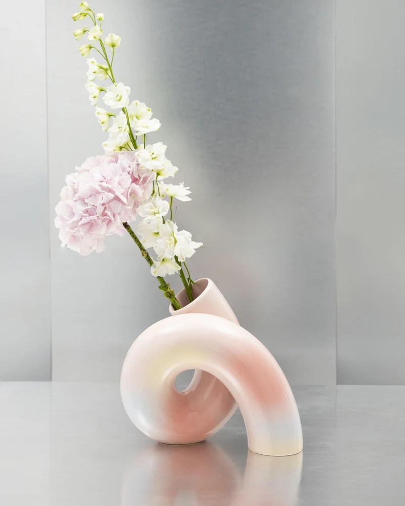 MaM x Ju Schnee Vase L rosa gelb blau