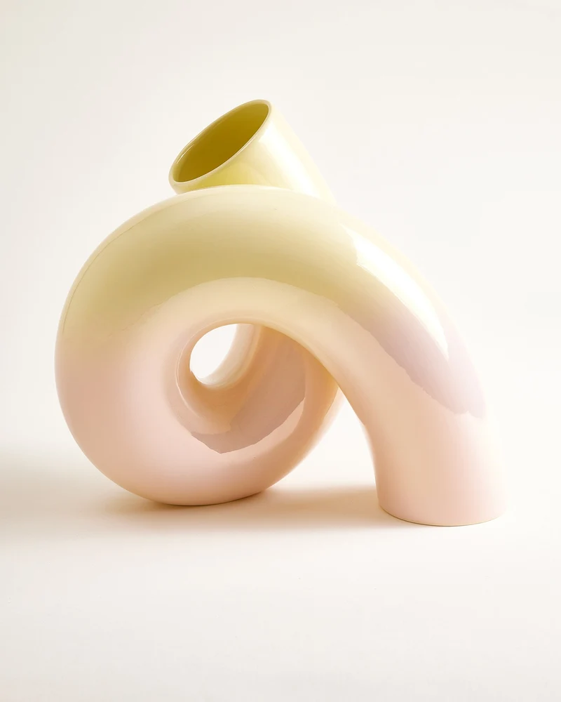 MaM x Ju Schnee Vase L gelb rosa