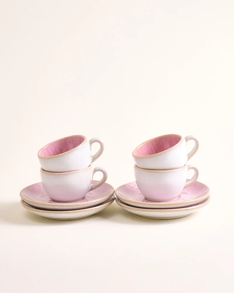 Areia Espressotasse & Espressountertasse classic rosé 4er-Set