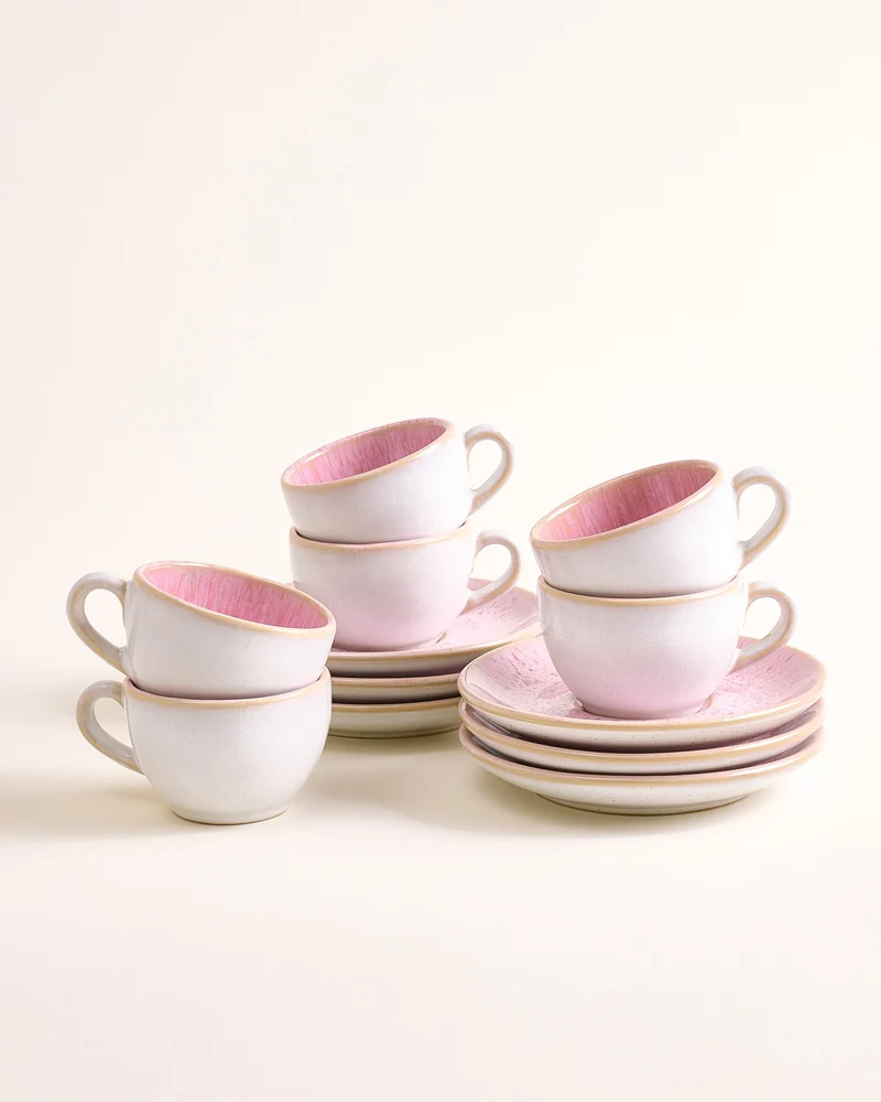 Areia Espressotasse & Espressountertasse classic rosé 6er-Set