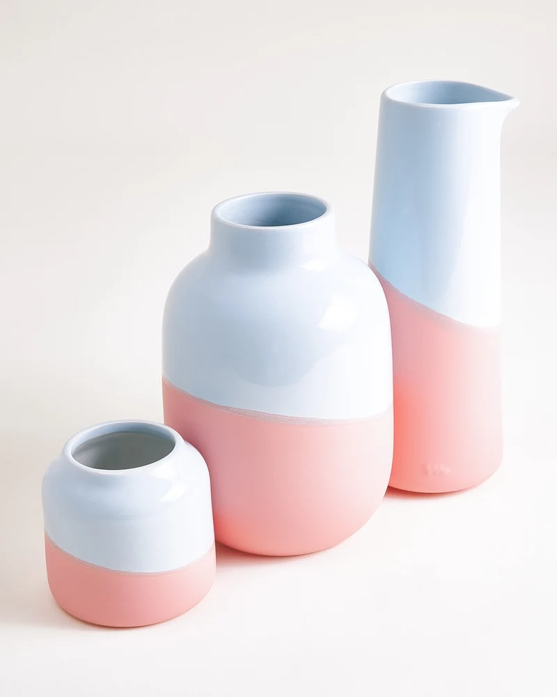 Nuno Vase M hellblau rosa