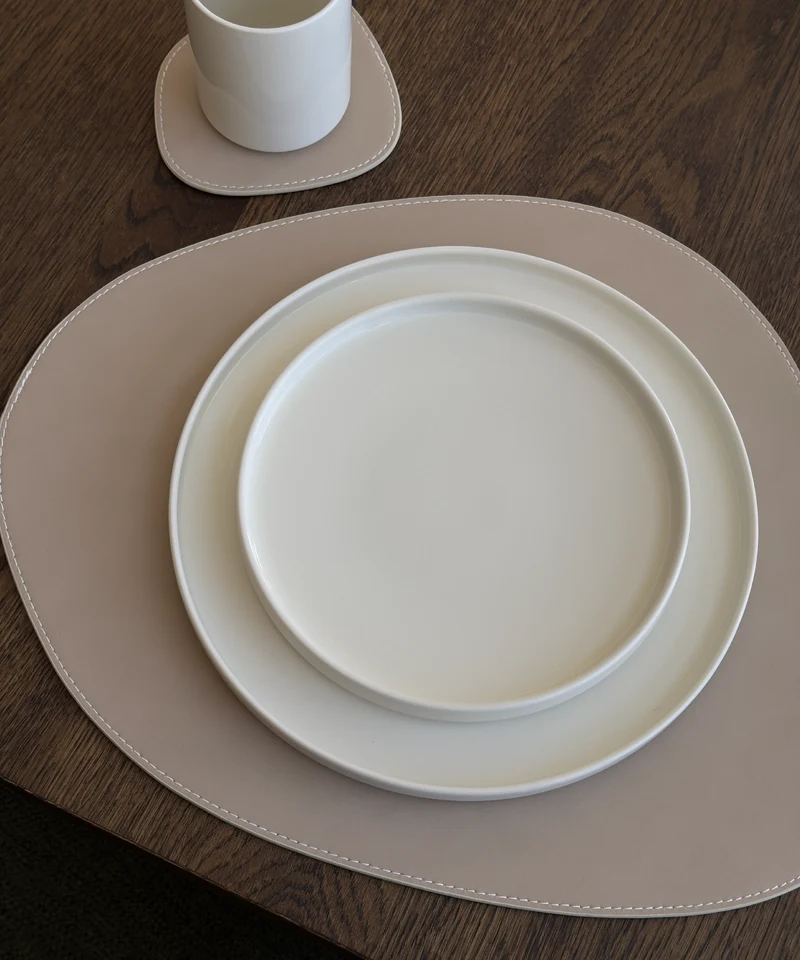 Teller- und Glasuntersetzer Taupe/Creme | Jade