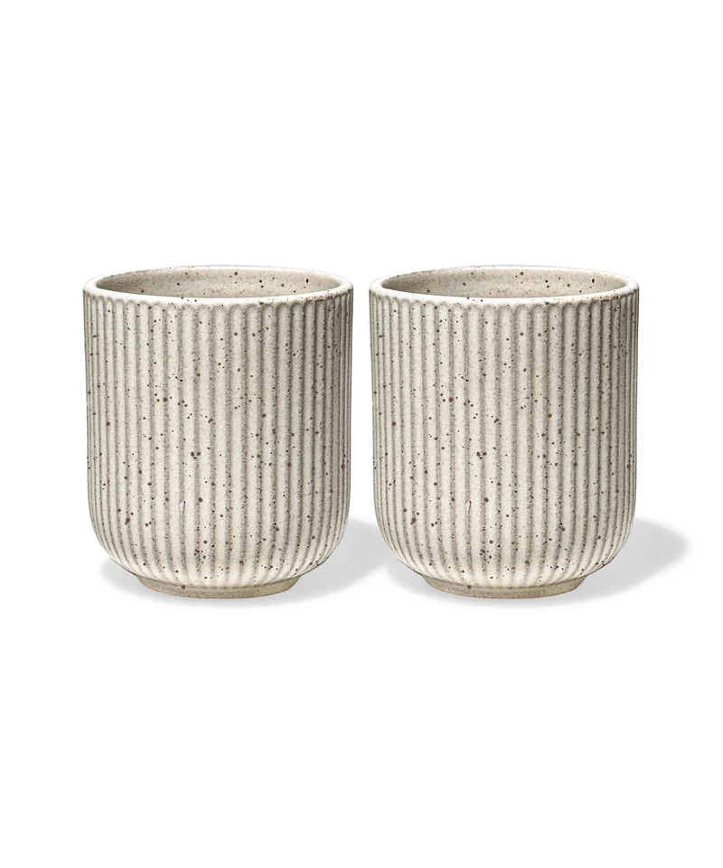 Keramik Becher im geriffeltem Design Beige | Paris