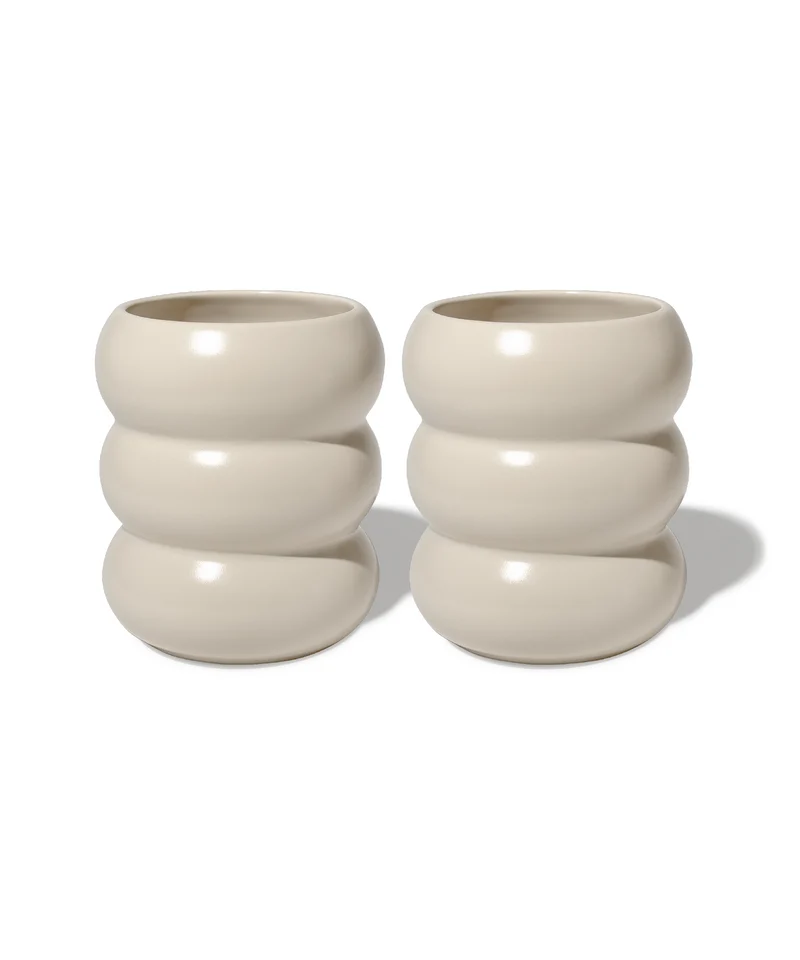 Wellenförmiger Keramik Becher Beige | Mya