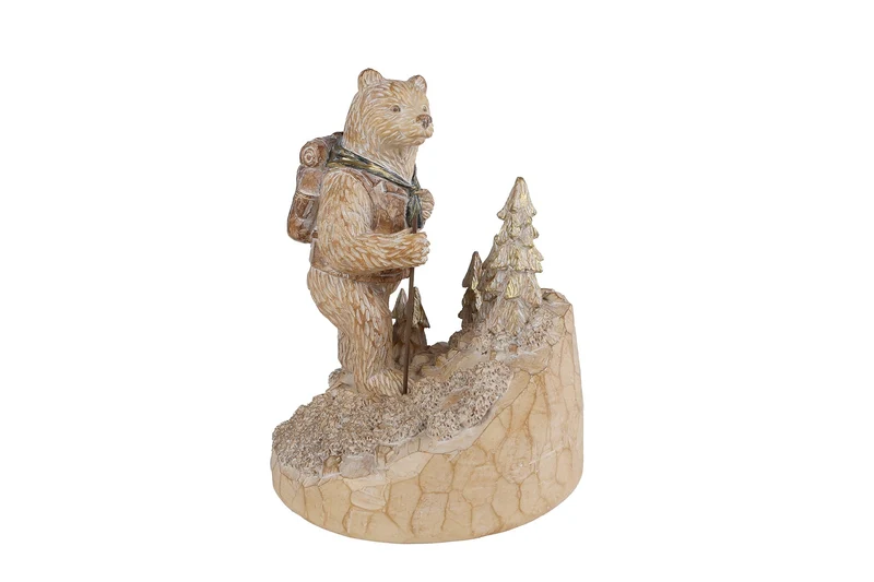 Sculptuur "Mountain Bear" bruin polystone 16x16x17,5cm