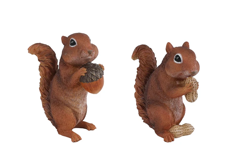 Sculptuur "Eekhoorn" bruin 2 assortie polystone 11,5x10x17cm