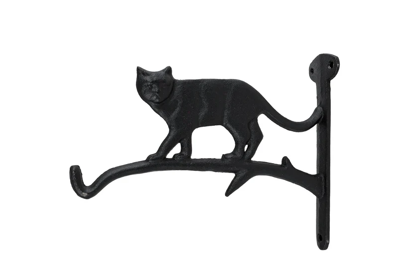 Wandhaak "Cat" zwart gietijzer 22x5x18cm