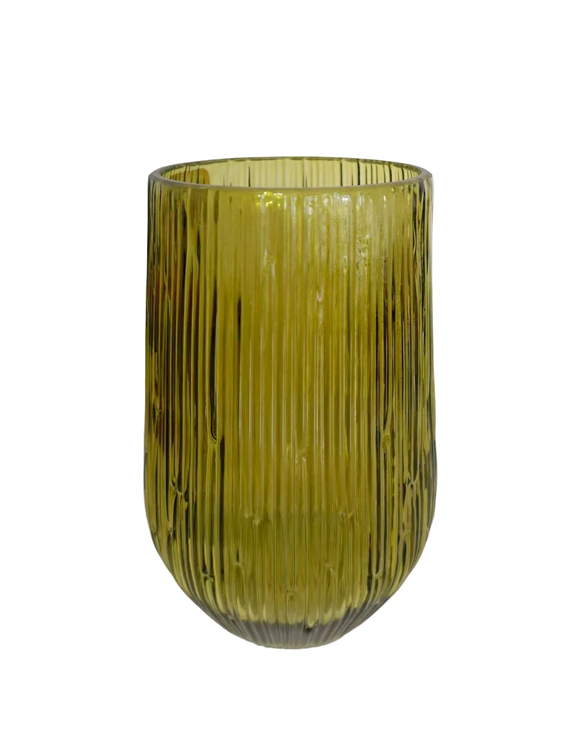 Bagvase stripe glass d19x26,7h olive