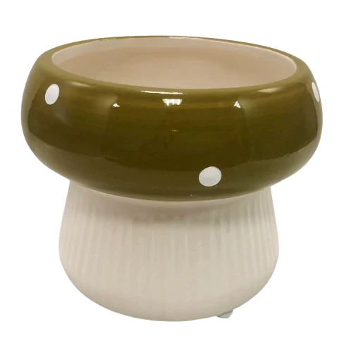 Pot mushroom dolomite d11,7x9h green