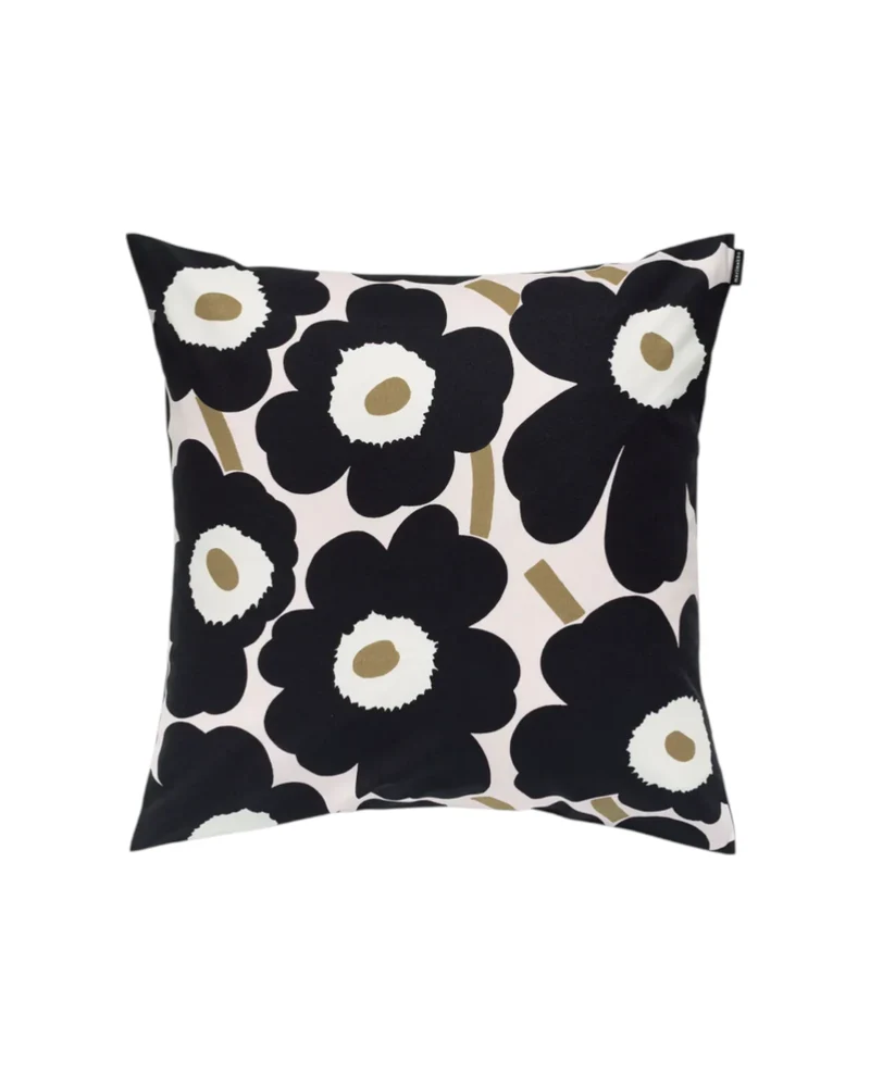 Pieni Unikko Schwarz/Beige Kissenbezug mit Blumen-Design