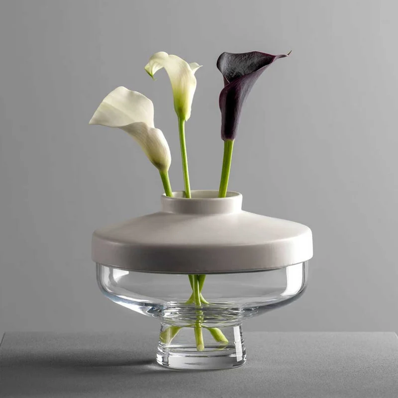 Vase RIVA mit Aufsatz 17 cm weiß