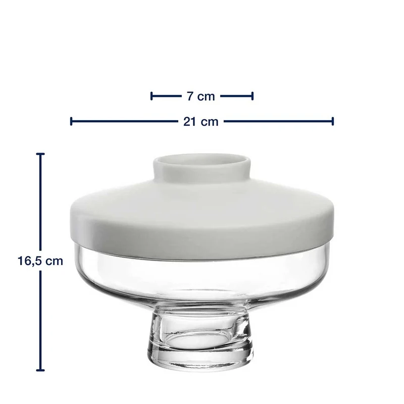 Vase RIVA mit Aufsatz 17 cm weiß