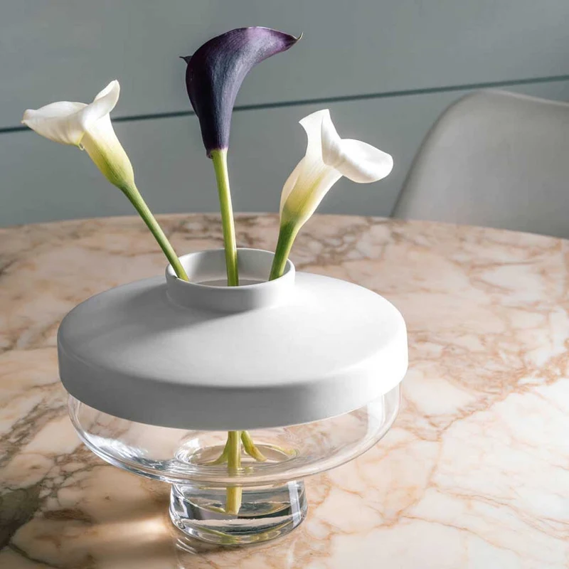 Vase RIVA mit Aufsatz 17 cm weiß