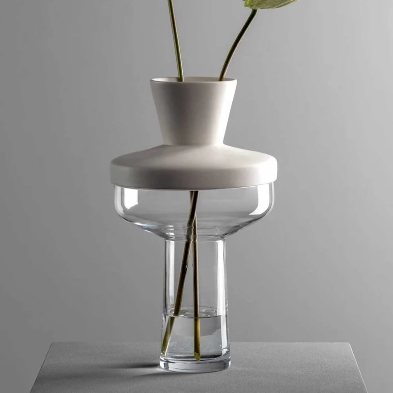 Vase RIVA mit Aufsatz 36 cm weiß