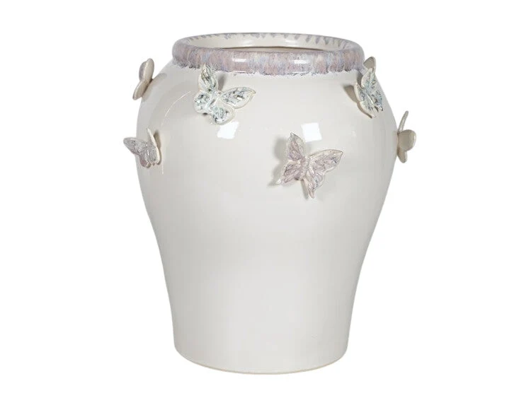 VASE KERAMIK D31,5X34H WEISS BUTTERFLY