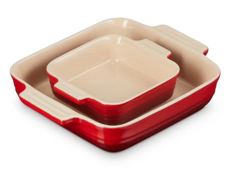 Le Creuset Auflaufform Klassik quadratisch kirschrot 14/23cm Set 2tlg