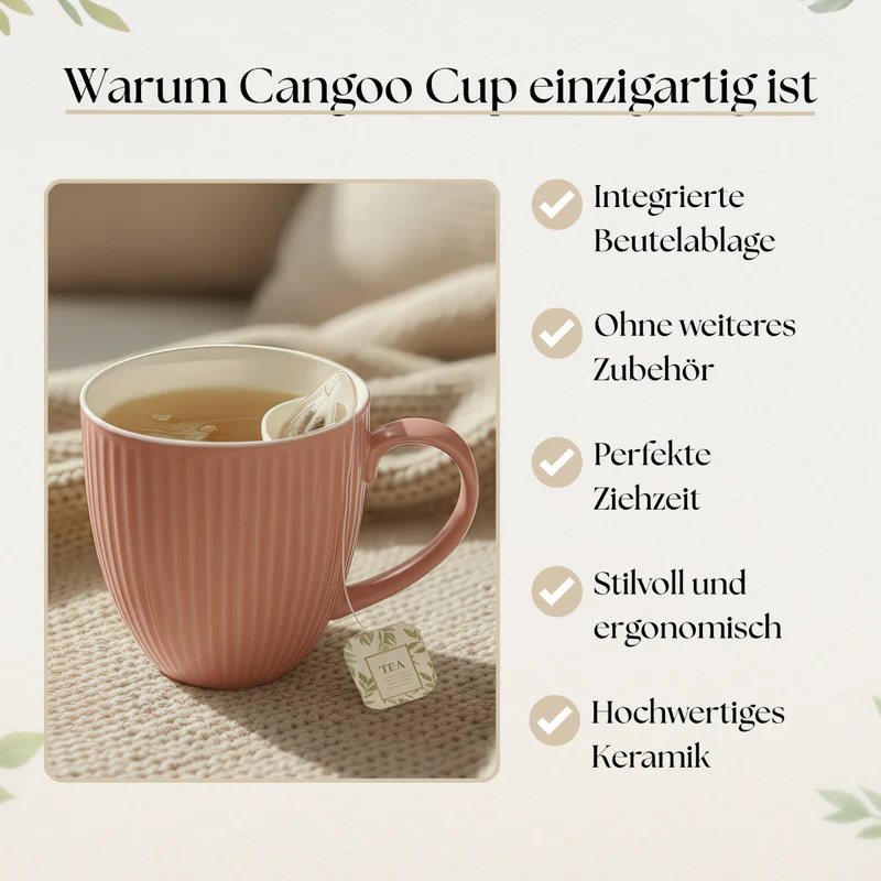 Cangoo Cup® Embossed Rose Teebecher mit Beutelablage 0,33l