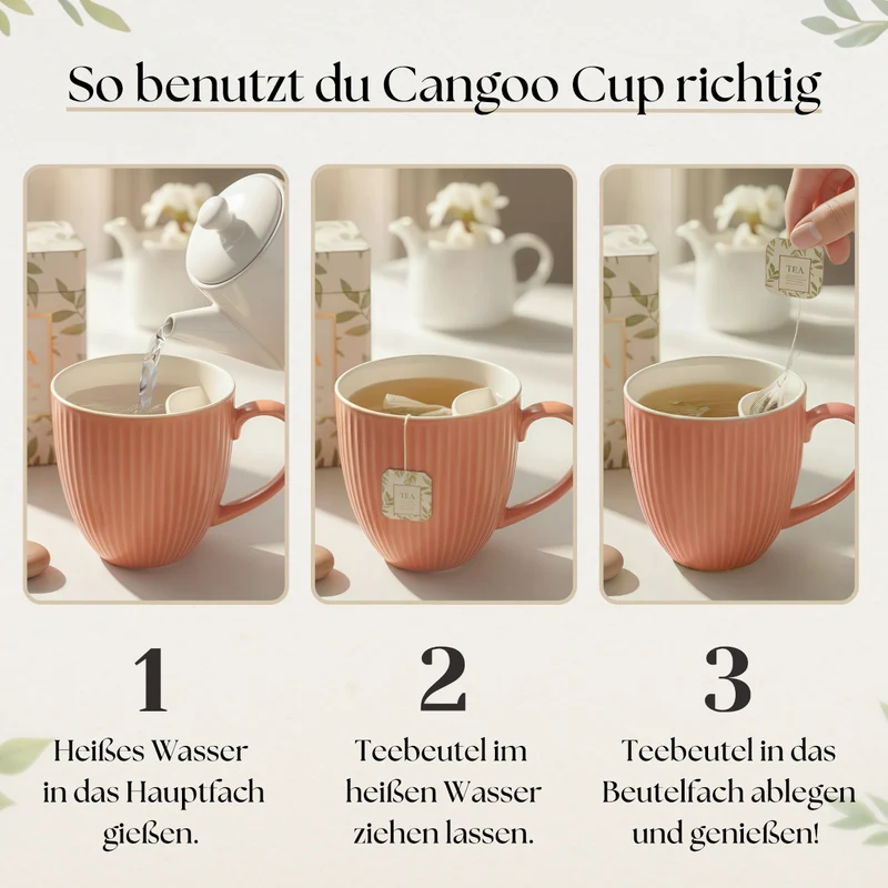 Cangoo Cup® Embossed Rose Teebecher mit Beutelablage 0,33l