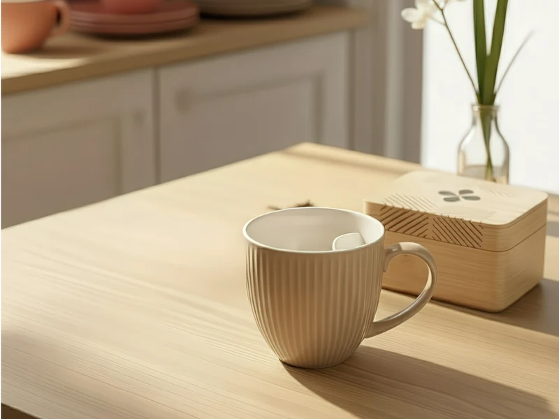 Cangoo Cup® Embossed Beige Teebecher mit Beutelablage 0,33l