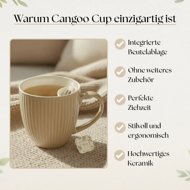 Cangoo Cup® Embossed Beige Teebecher mit Beutelablage 0,33l