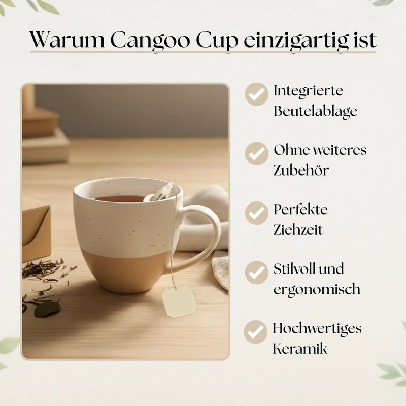 Cangoo Cup® Semi Beige Teebecher mit Beutelablage 0,33l