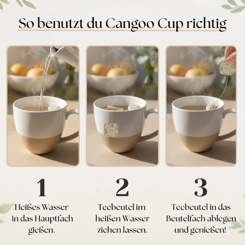 Cangoo Cup® Semi Beige Teebecher mit Beutelablage 0,33l