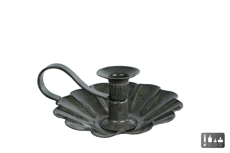 Kerzenhalter "Blaker Flower" dunkelgrün Metall 15x16,5x7cm