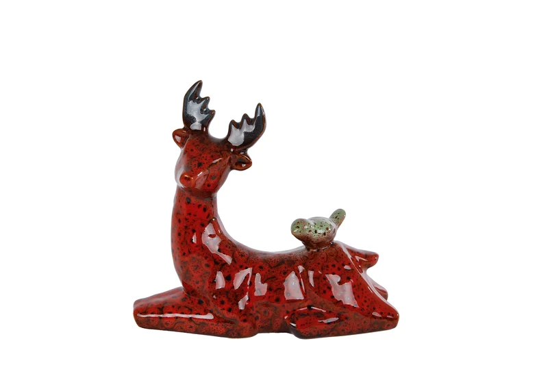 Skulptur Hirsch "Forest" S braun Keramik 12x5x11cm