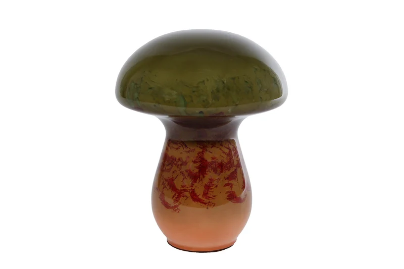 Skulptur "Mushroom" L, mehrfarbig, grün/rot, Glas, 12x12x16cm