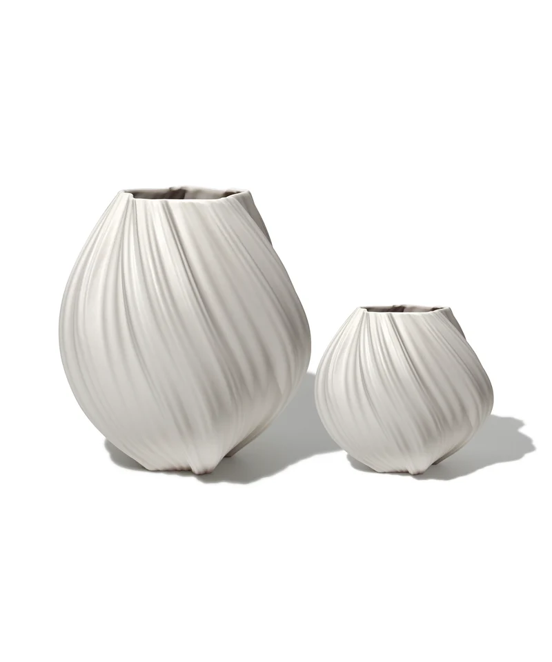 Set aus großer und kleiner Keramik Vase in Cremeweiß | Flora