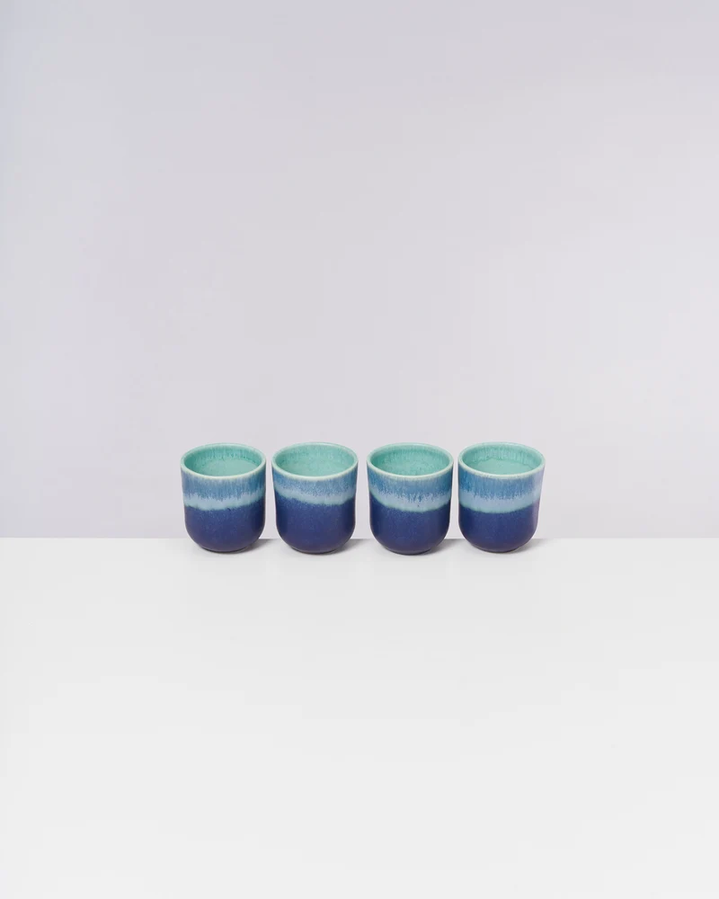 Copa Alto Becher klein türkis dunkelblau 4er-Set