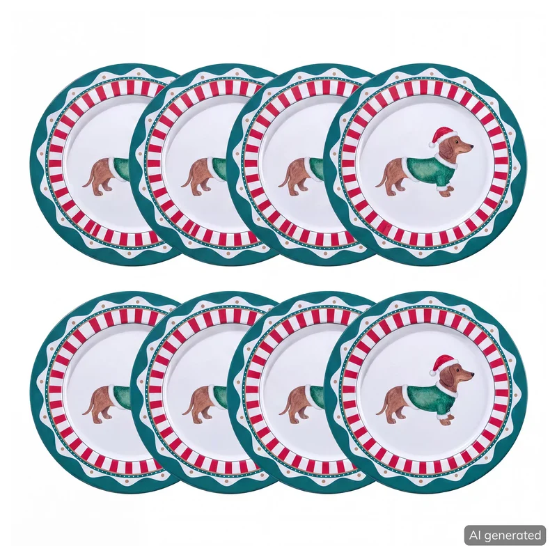 XMAS Metallteller Dackel 8er-Set