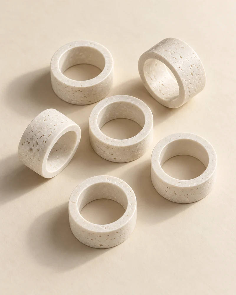 Serviettenringe in Travertin-Steinoptik 6er Set | Tiva