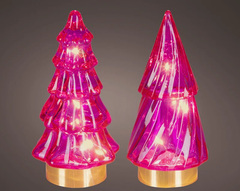 Micro LED boom glas steady binnen 2ass roze/warm wit D.6cm x H.12.8cm
