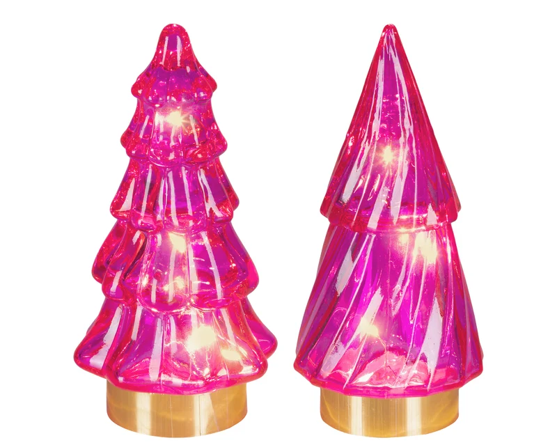 Micro LED boom glas steady binnen 2ass roze/warm wit D.6cm x H.12.8cm