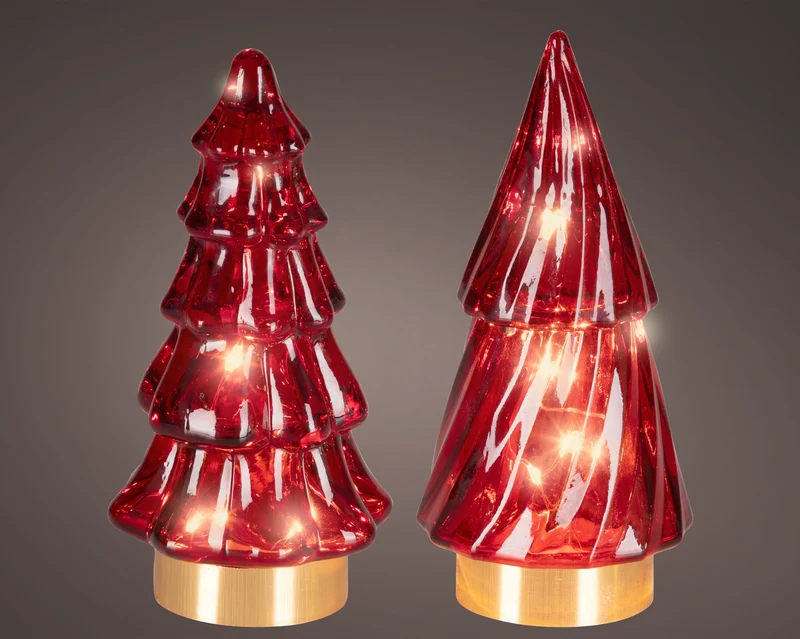 Micro LED boom glas steady binnen 2ass rood/warm wit D.6cm x H.12.8cm