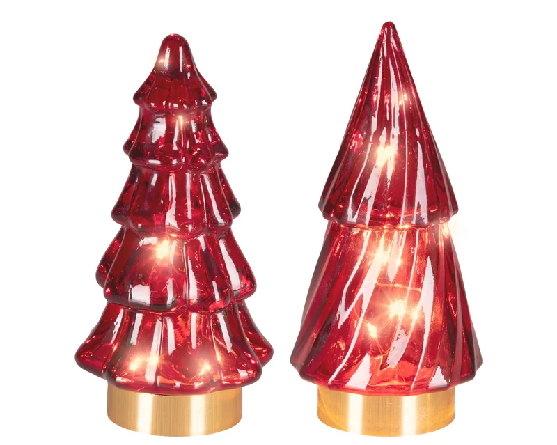 Micro LED boom glas steady binnen 2ass rood/warm wit D.6cm x H.12.8cm