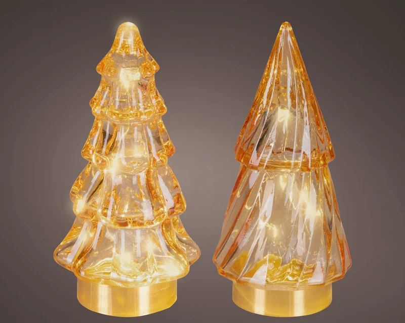 Micro LED boom glas steady binnen 2ass amber/warm wit D.6cm x H.12.8cm