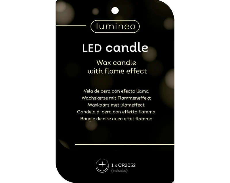 LED kaars wax pinecone fire flame effect binnen goud/warm wit D.9cm x H.13cm
