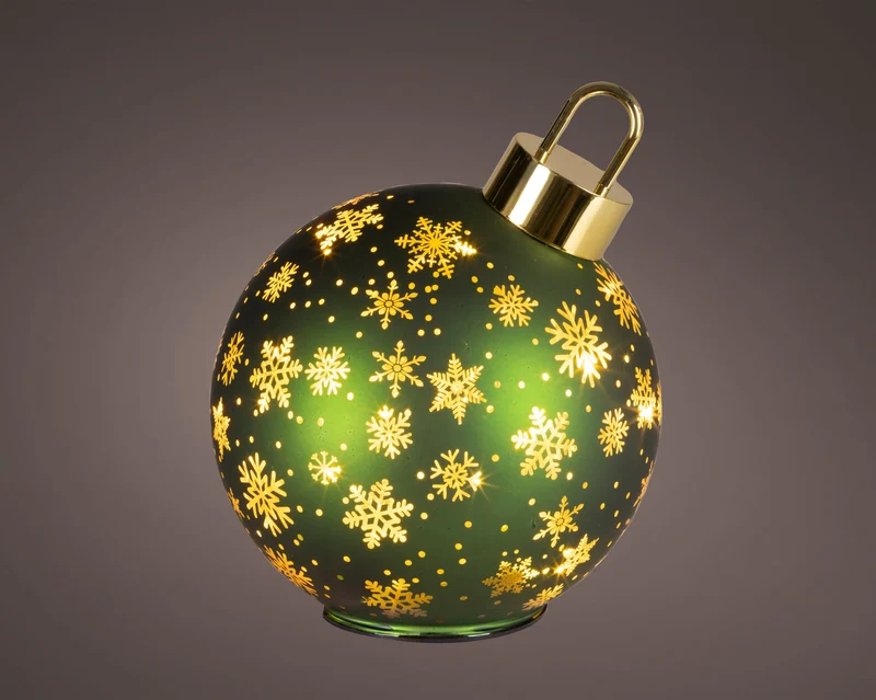 Micro LED draaiende bal glas steady BO binnen groen/warm wit D.18cm x H.23cm