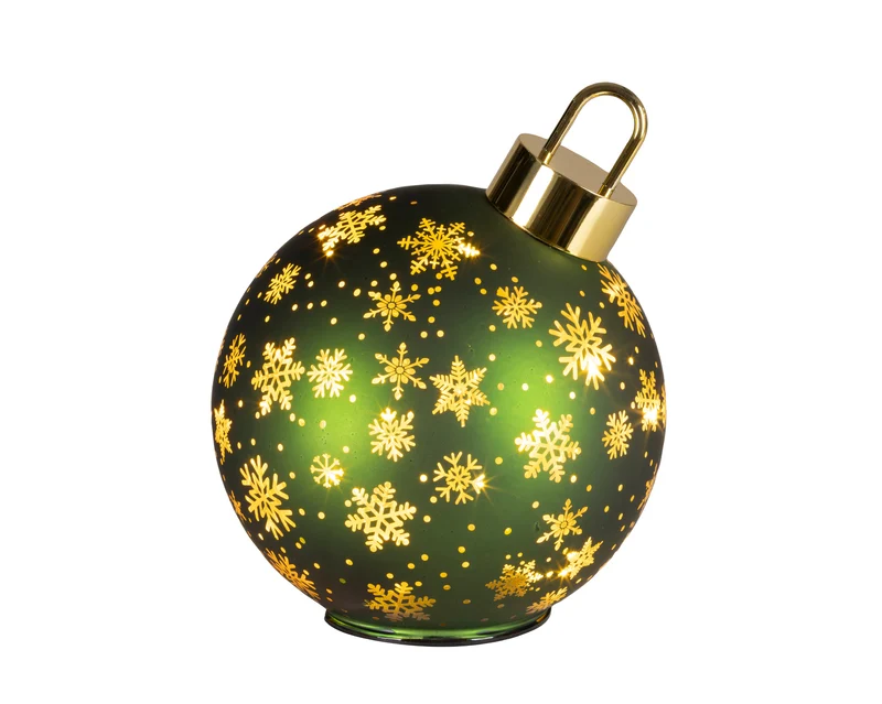 Micro LED draaiende bal glas steady BO binnen groen/warm wit D.18cm x H.23cm