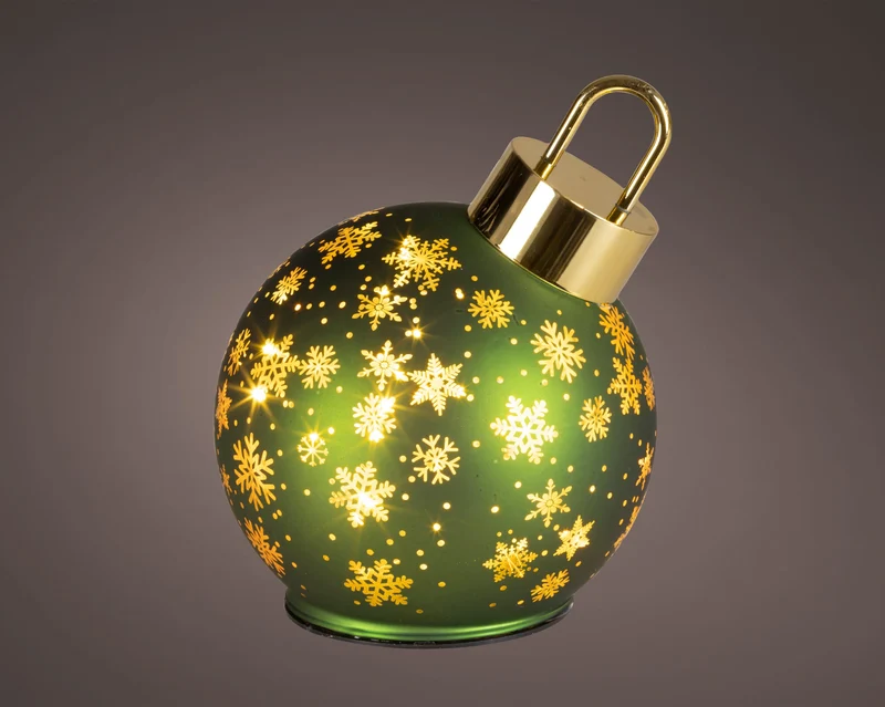 Micro LED draaiende bal glas steady BO binnen groen/warm wit D.14cm x H.18cm