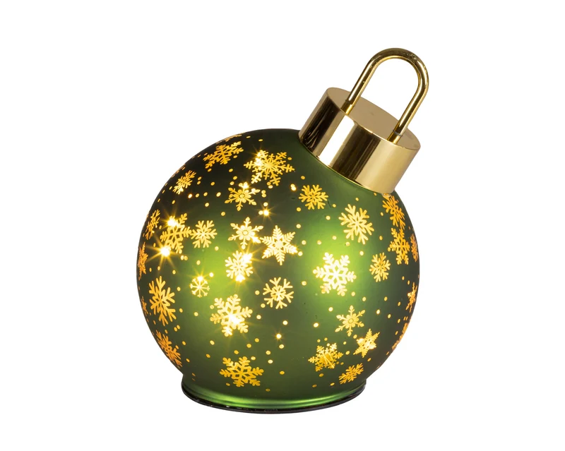 Micro LED draaiende bal glas steady BO binnen groen/warm wit D.14cm x H.18cm