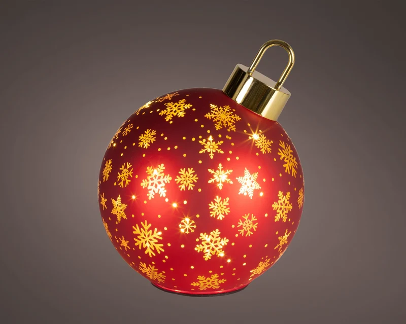 Micro LED draaiende bal glas steady BO binnen kerstrood/warm wit D.18cm x H.23cm